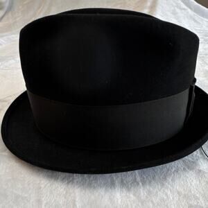 Phil Forstadt‎ Ten X Beaver Bowler Hat Black Solid Men's Size 7 1/8